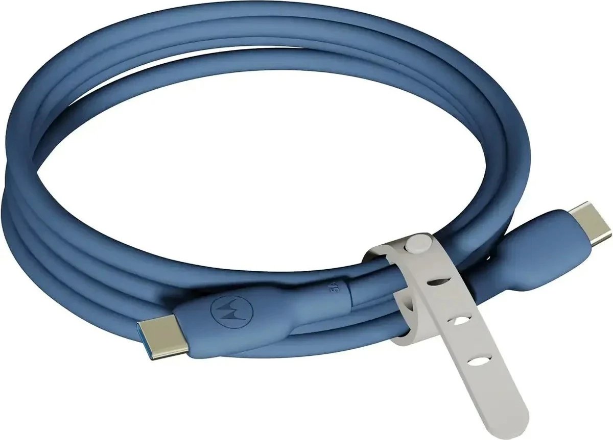 Kabllo USB-C në USB-C Motorola, 2m, Silikon, Blu