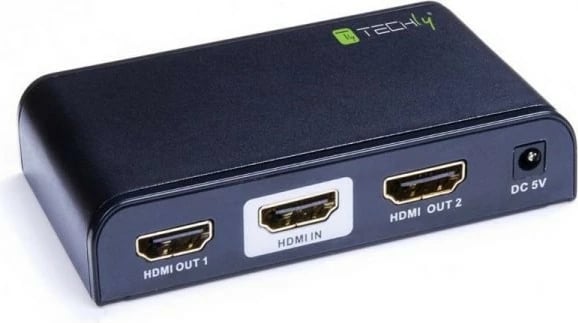 Splitter HDMI Techly 2.0, 1 në 2, Ultra HD 4K, i zi