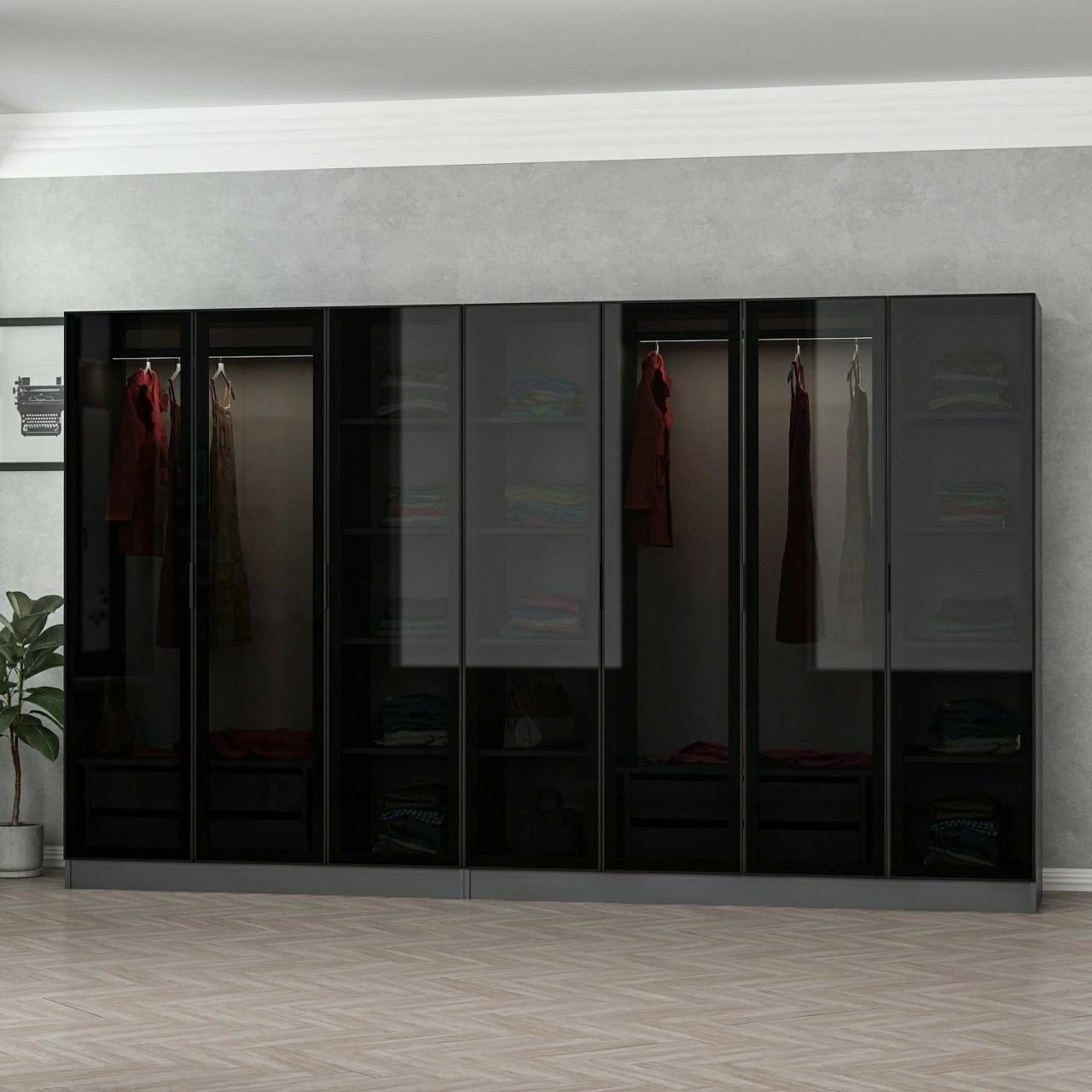 Dollap Skye Decor, anthracite e zi, 315x210x52cm