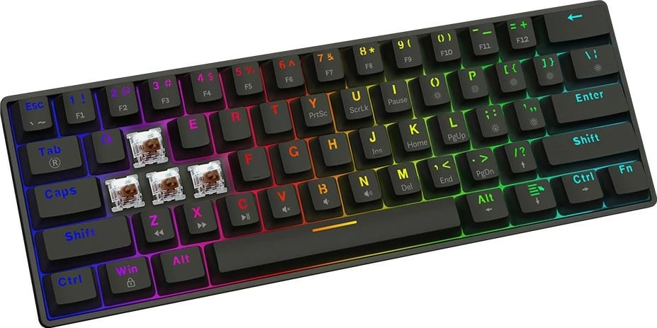 Tastierë mekanike Savio Blackout X2 OUTEMU Brown, 60%, ARGB, Hot Swap, e zezë