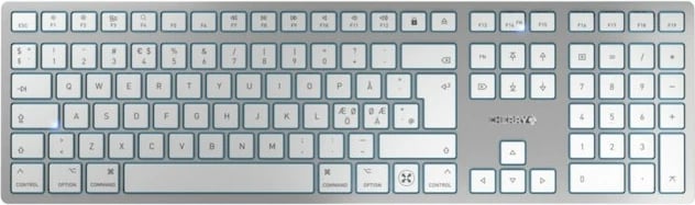 Tastierë Cherry KW 9100 SLIM për Mac, Wired & Wireless, USB + Bluetooth, QWERTY, Silver