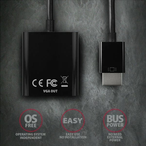 Adapter AXAGON RVH-VGN HDMI në VGA, i zi