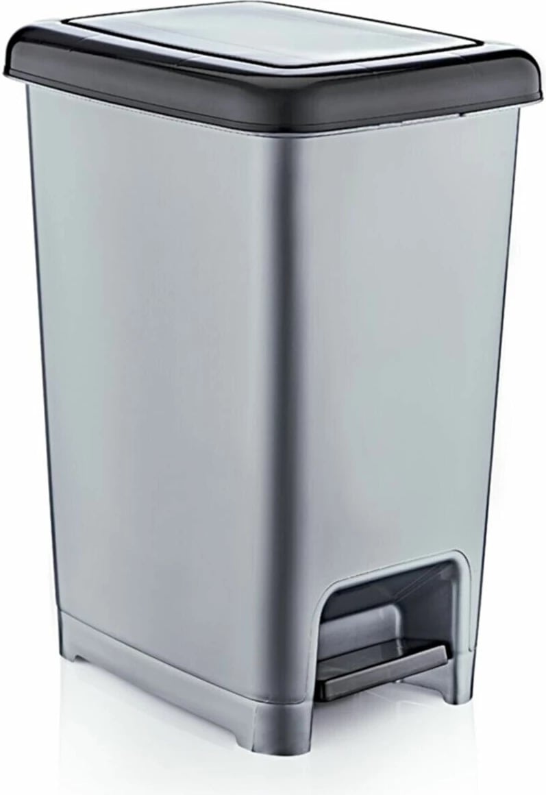 Kosh metali me pedal, ngjyrë gri dhe e zezë, Hermia Concept, 22.5x31x39.9cm