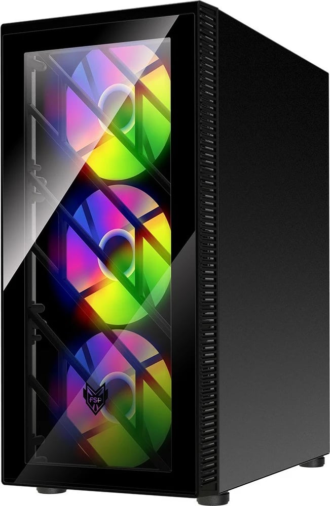 Kasë FSP CMT192, Midi Tower, PC, ATX, micro ATX, Mini-ITX, SPCC, Tempered glass, Multi, Black