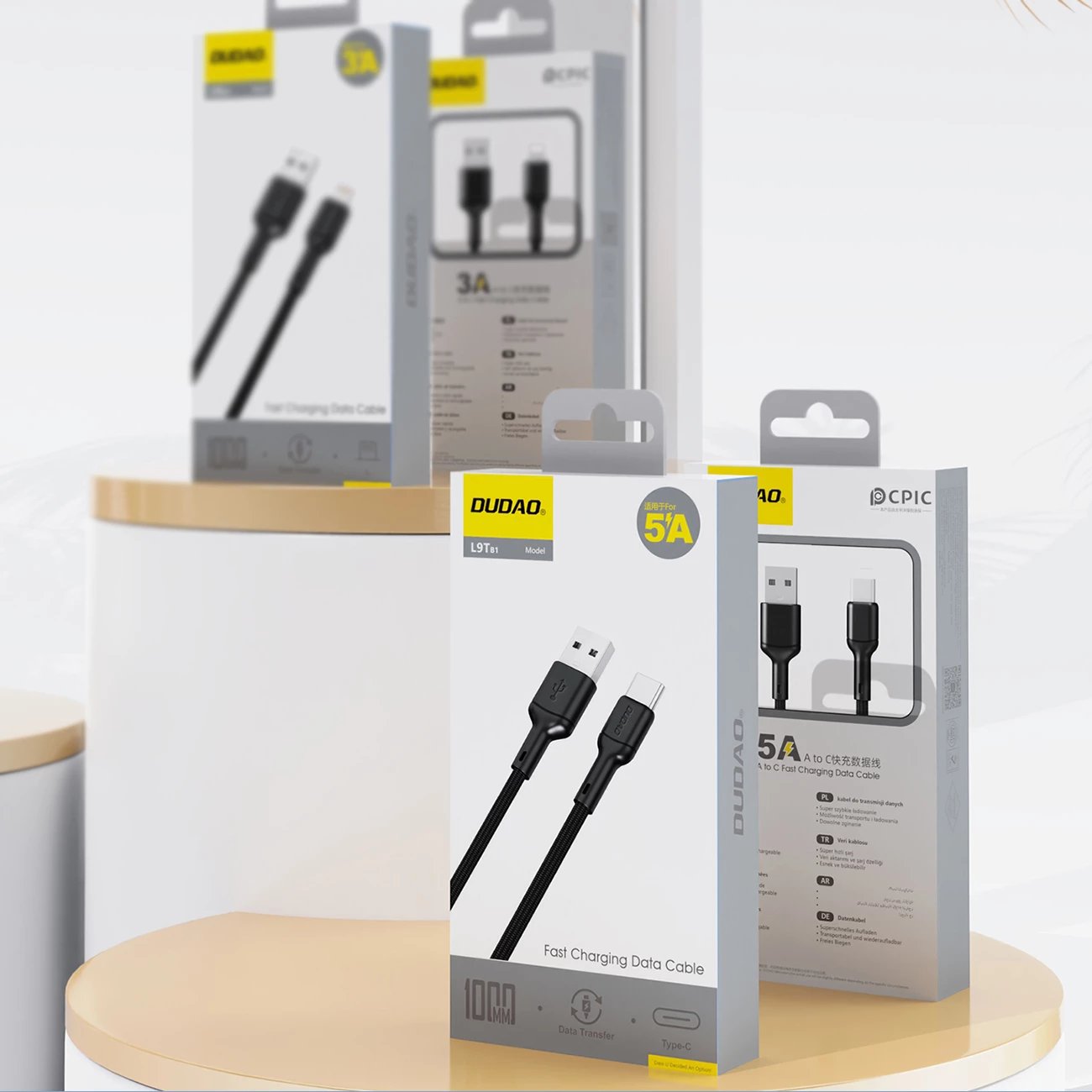 Kabllo Dudao L9T USB-A në USB-C, 1m, 5A, e zezë