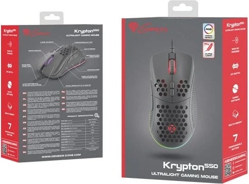 Maus NATEC GENESIS KRYPTON 550, 8000 DPI, RGB, i zi