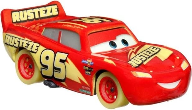 Lodër veturë metalike Mattel Cars Glow Racers Lightning McQueen, 1:55, Kuqe/Verdhë