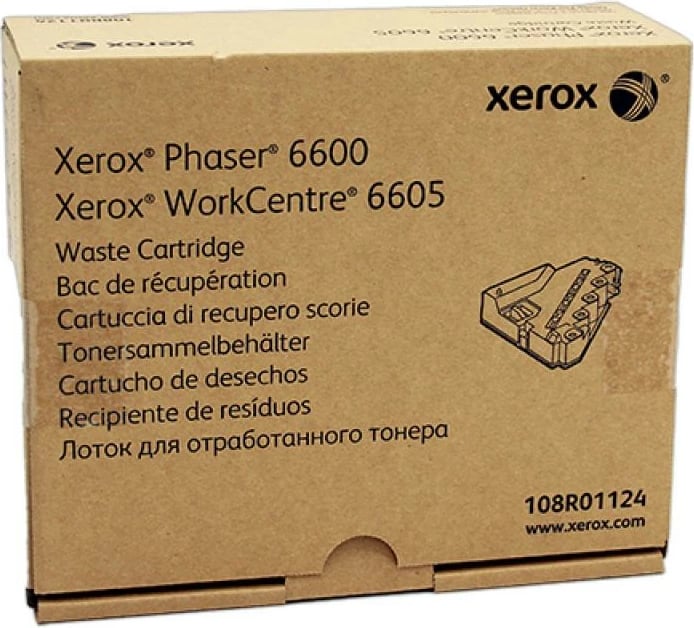 Enë toner i mbetur Xerox 108R01124 për Phaser 6600/WorkCentre 6605, kapacitet 30,000 faqe, e zezë