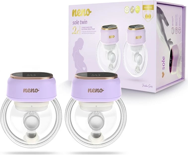 Pompë gjiri elektronike neno Sole Twin, pa kabllo, ekran LCD, set 2 copë