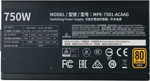 Kasë energjie Cooler Master MWE Gold V2, 750W, Modular, 80 PLUS Gold, e zezë