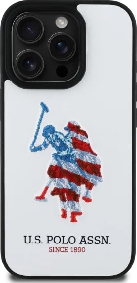Mbështjellës për celular U.S. Polo Assn. USHCP15XPUSH, për iPhone 15 Pro Max 6.7", lëkurë ekologjike, bardhë