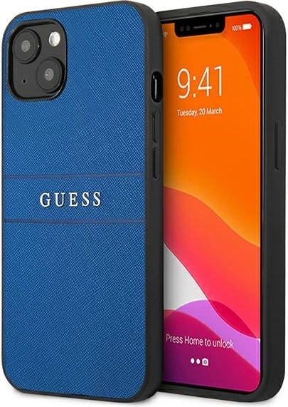 Mbështjellës Guess Saffiano Stripe për iPhone 13 mini 5.4", Blu