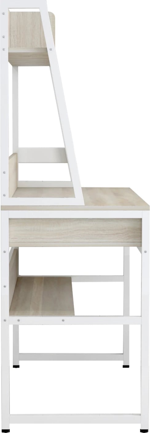 Tavolinë me raft FH2390.13 melaminë në ngjyrë Sonama & kornizë metalike e bardhë 100x48x139H cm