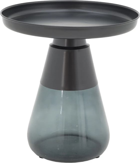 Tavolinë kafeje Kunlo Inart, metal i zi-xham, D50x53.5cm