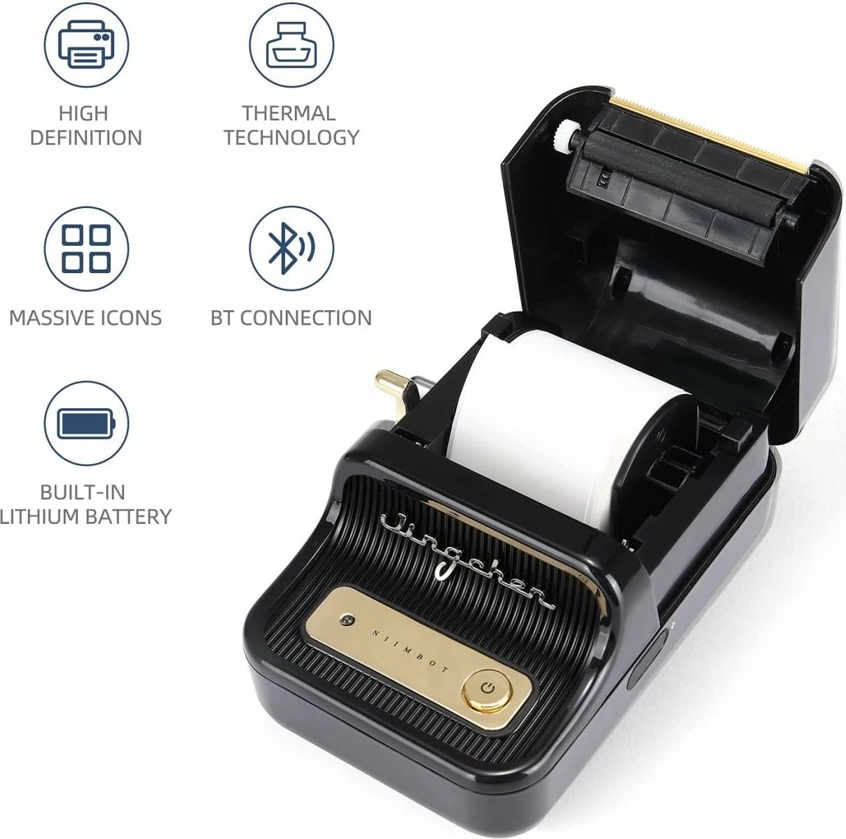 Printer etiketa Niimbot B21S, termik, portativ, USB-C/Bluetooth, i zi, me 1 rolë