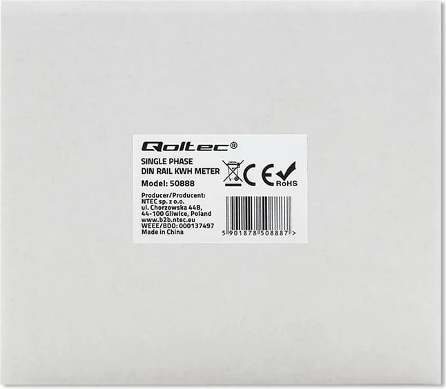 Matës energjie Qoltec 50888, njëfazësh, LCD, 230V, Gri Matës energjie Qoltec 50888, njëfazësh, LCD, 230V, Gri