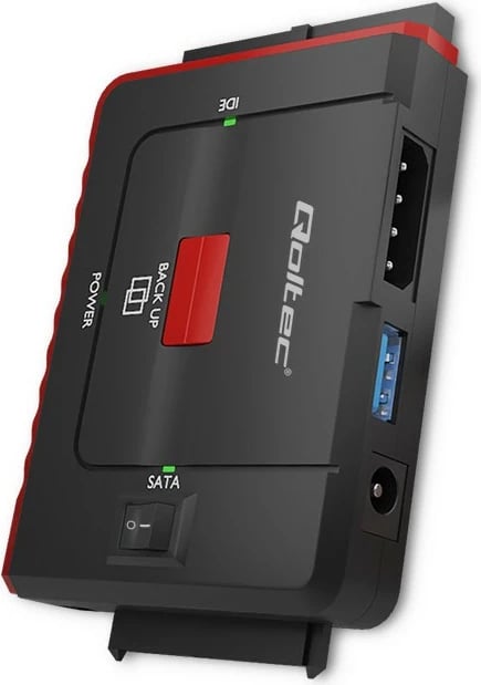 Adapter USB 3.0 në IDE/SATA III Qoltec 50645, i zi/kuq