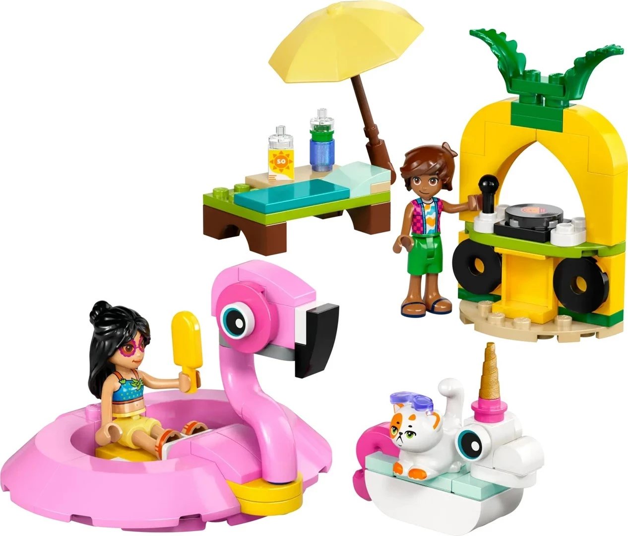 Set lodrash LEGO Friends 42658 Unicorn & Flamingo Pool Party, 99 pjesë