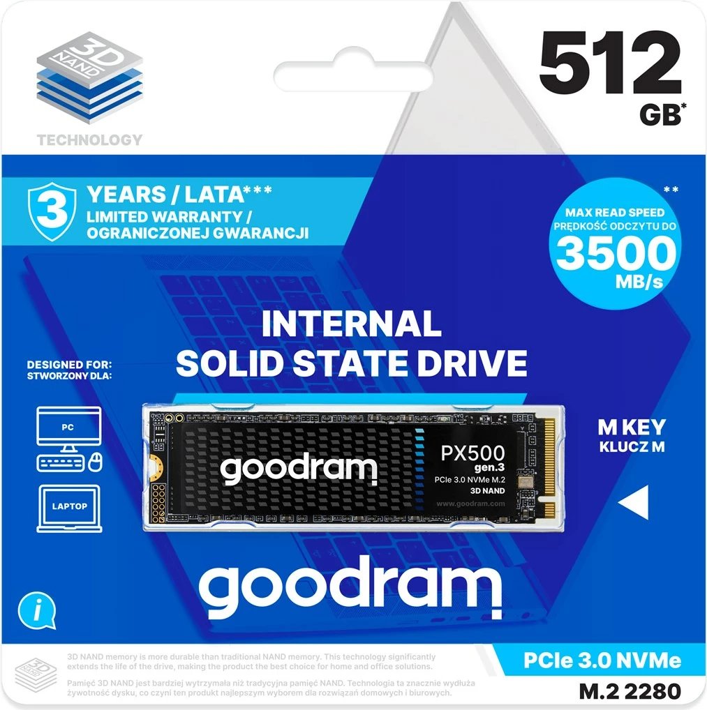 SSD Goodram PX500 GEN.3, 512 GB, M.2 PCIe 3.0