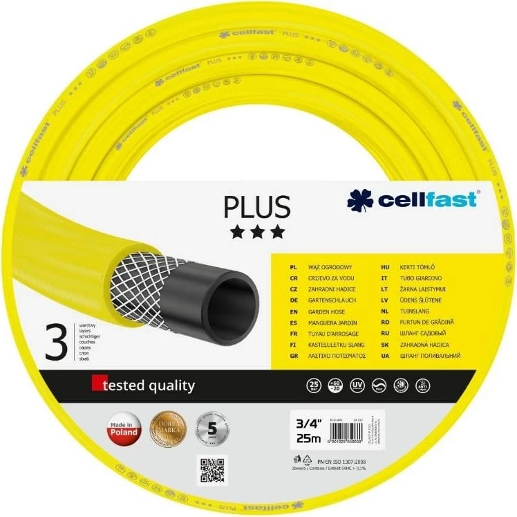 Zorrë kopshti Cellfast PLUS 3/4", 25m, e verdhë