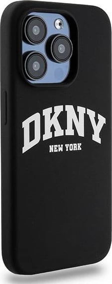 Mbështjellës DKNY Liquid Silicone me logo të bardhë, MagSafe, për iPhone 14 Pro, i zi
