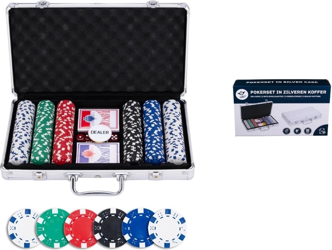 Set poker Bicycle Poker Set 300 Standard me kuti metalike, 300 çipsa, shumëngjyrësh