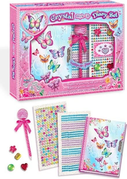 Set dekorimi Pulio Pecoware Decorating Set - Butterflies, me ditar, stilolaps, kristale dhe ngjitëse, për vajza