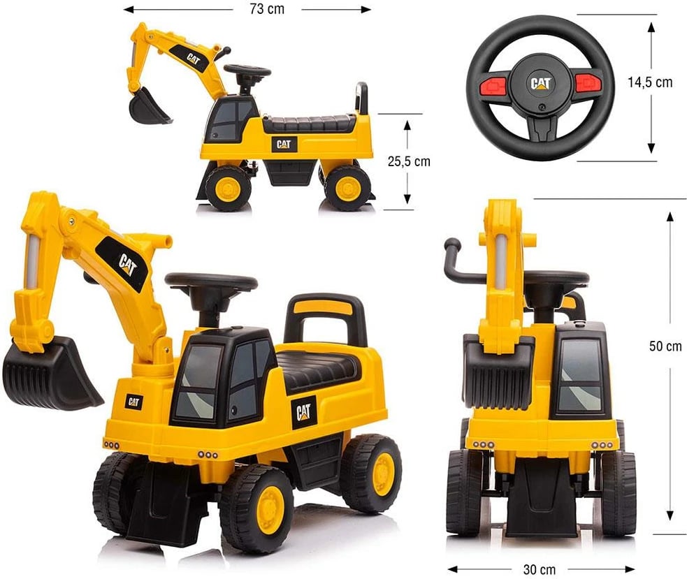 Ekskavator lodër për hipje, Milly Mally, CAT Excavator, 12–36 muaj, ngarkesë max 25 kg, me zë, e verdhë