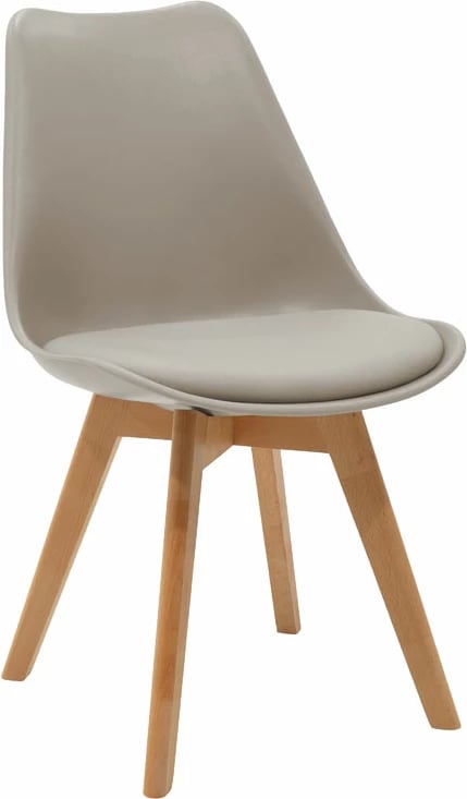 Tavolinë me karrige Natali-Gaston set prej 5 copash MDF dhe dru ahu, hije gri-bardhë-natyrale, 80x80x76cm