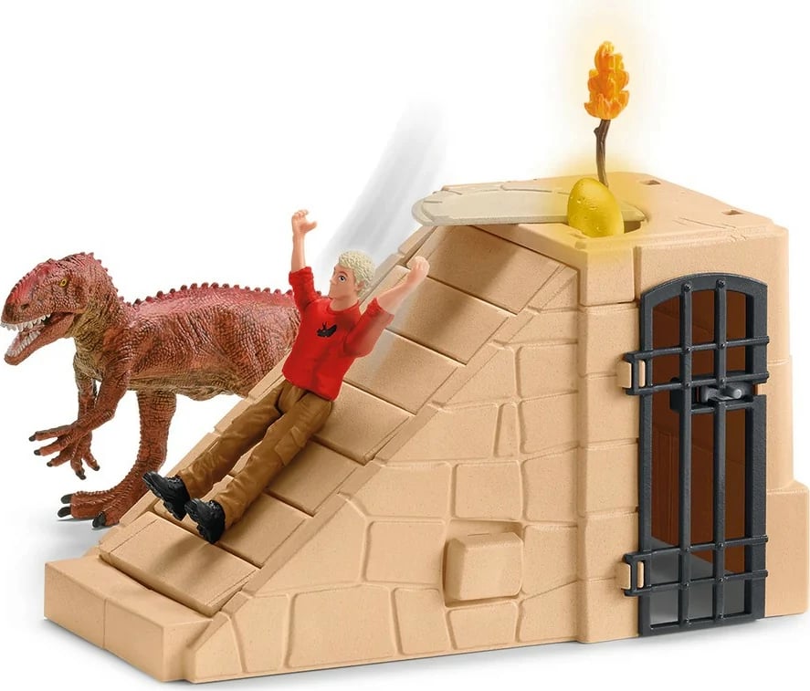 Set lodrash Schleich Dinosaur Expedition Playset, 42657, me figurë Monolofosaurus dhe tempull, për fëmijë