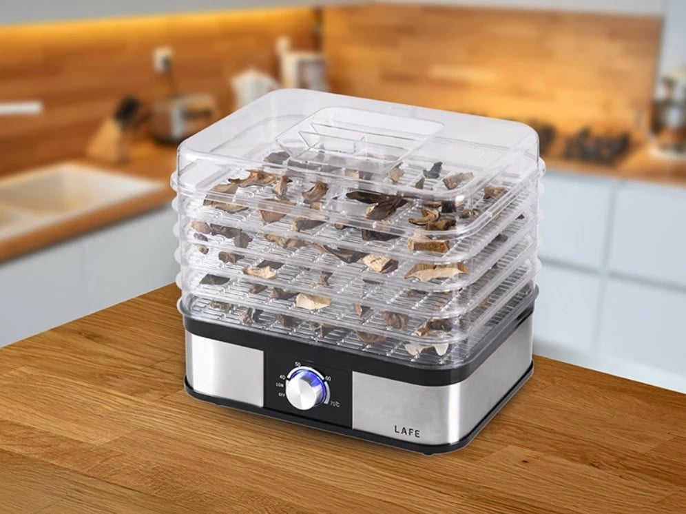 Tharëse ushqimi, Lafe, LAFPAR47689, 250 W, 5 tabaka, mbrojtje nga mbinxehja, e zezë/çelik