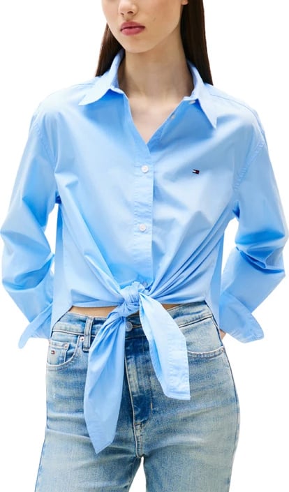 Këmishë Tommy Hilfiger Jeans femra, e kaltër e çelët