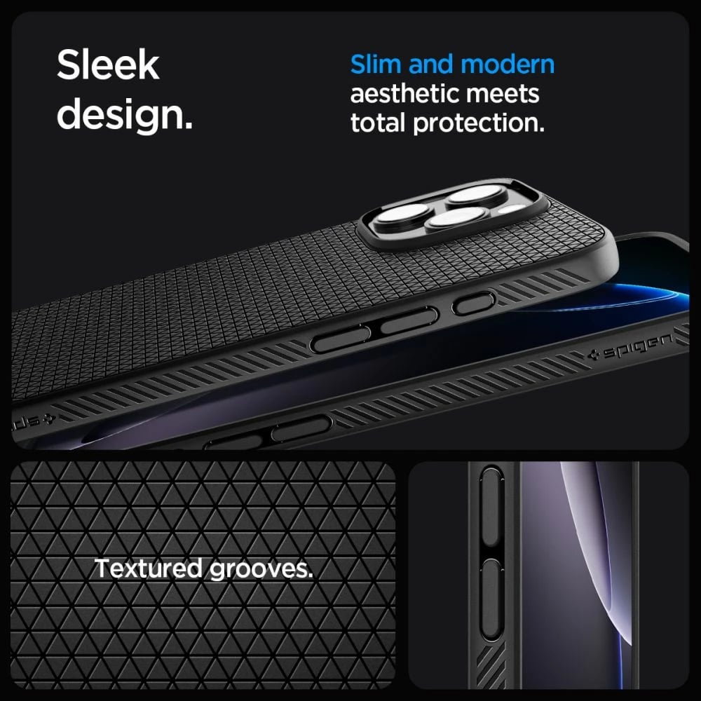 Mbështjellës Spigen Liquid Air për iPhone 16 Pro Max, i zi