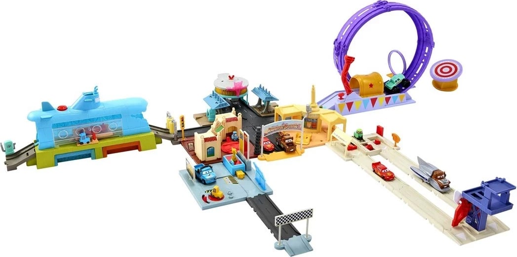 Set loje Disney Pixar Cars Color Change Whale Car Wash, MATTEL, Multi