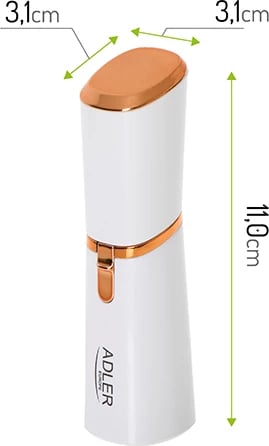 Makinë rroje trimmer për fytyrë, Adler, AD 2939, kokë me sitë, dritë LED, 1xAA, perlë-ari