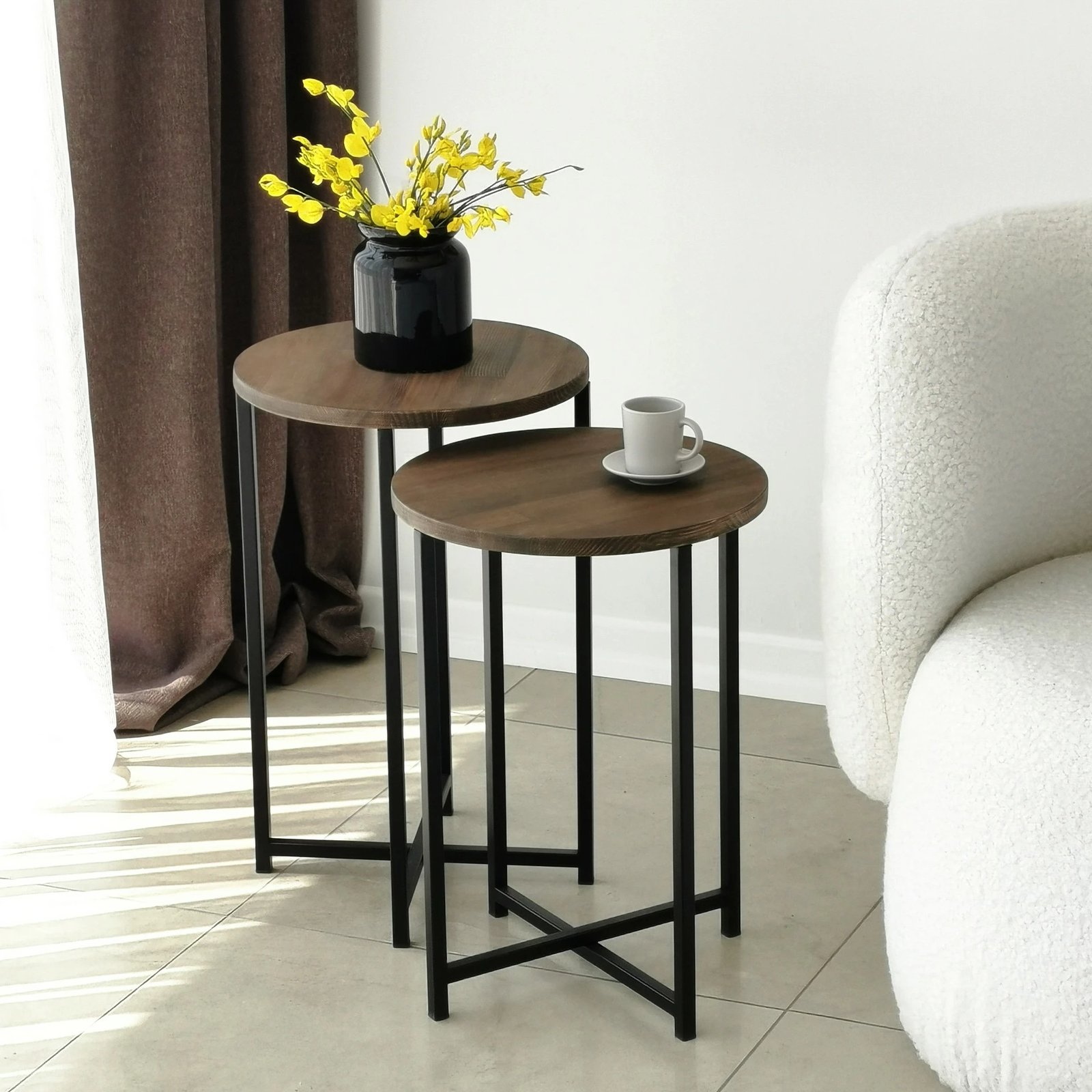 Set tavolina kafeje Hanah Home, Neta, ngjyrë arre