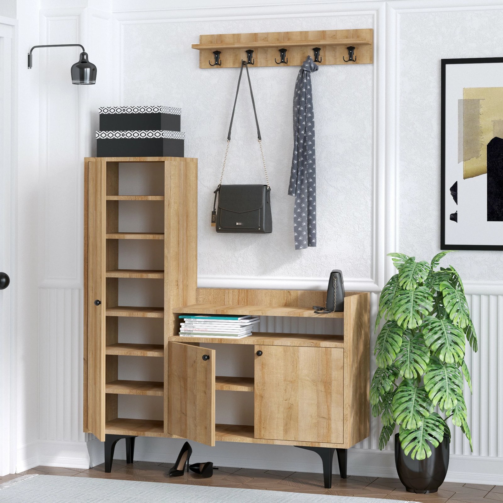 Dollap këpucësh Hanah Home, Barney, ngjyrë lisi