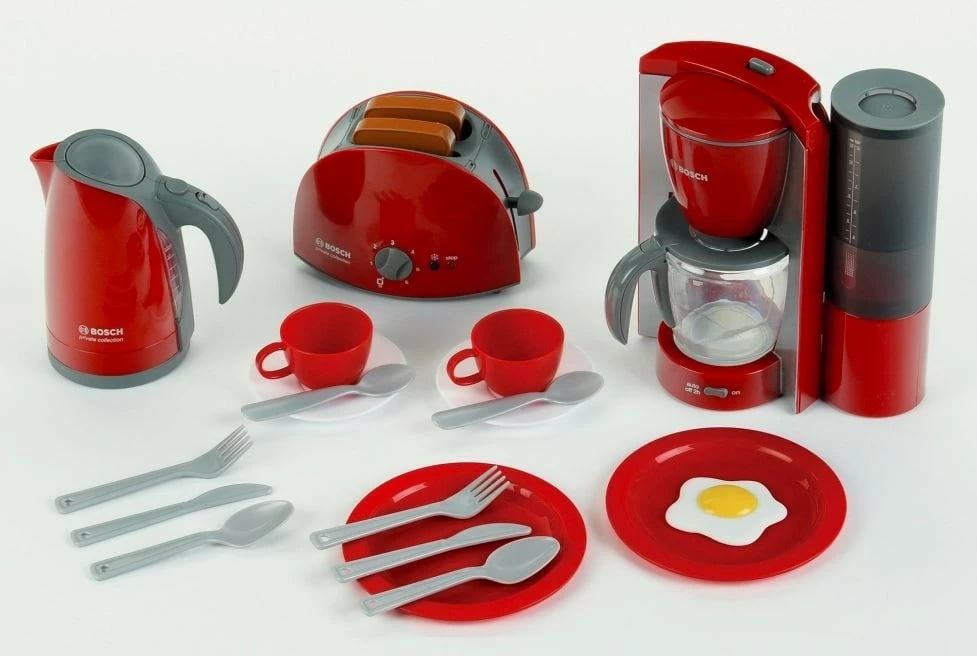 Set lodrash për mëngjes Klein Bosch 9564, me pajisje kuzhine, për fëmijë, Gri/E kuqe