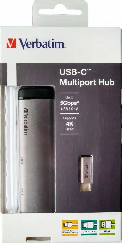 Dock për laptop Verbatim 49140, USB 3.2 Gen 1 Type-C, Metal