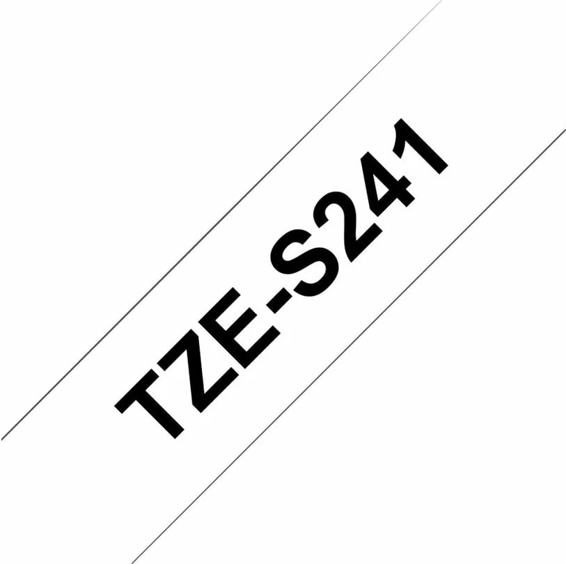 Kasetë etiketuese Brother TZe-S241, 18mm, ngjitës i fortë, zi mbi bardhë, 8m