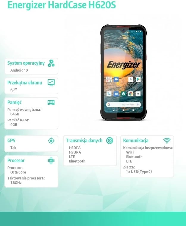 Celular Energizer HardCase H620S, 4GB RAM, 64GB, Dual SIM, i zi
