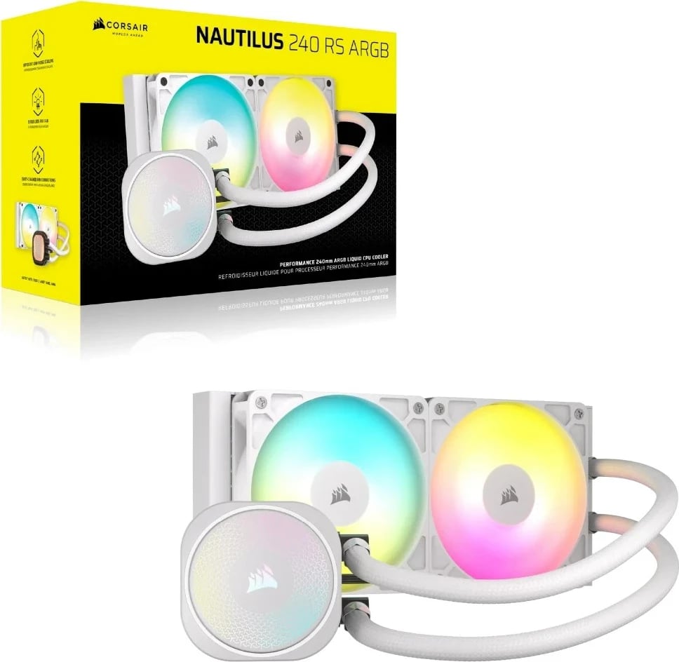 Ftohës Corsair NAUTILUS 240 RS ARGB për procesor, i bardhë