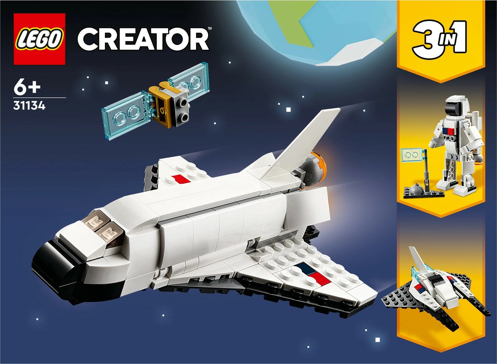 Set ndërtimi LEGO Creator 3-in-1 Space Shuttle, 144 pjesë, shumëngjyrësh