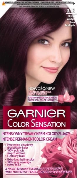 Krem për ngjyrosje flokësh për femra Garnier Color Sensation 3.16 Deep Amethyst, 1 copë
