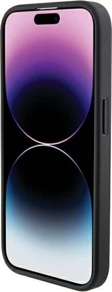 Mbështjellës Ferrari Grip Stand Metal Logo për iPhone 15 Pro, i zi
