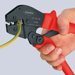 Presa krimpimi Knipex 97 52 13, 250mm, dorezë plastike, e kuqe