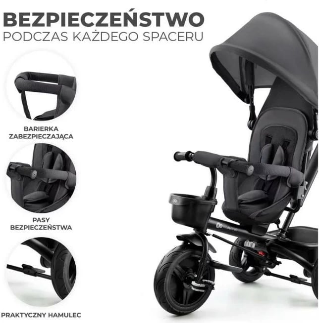 Biçikletë tre-rrotëshe Kinderkraft Tri-ride AVEO, për fëmijë, Malachite Grey