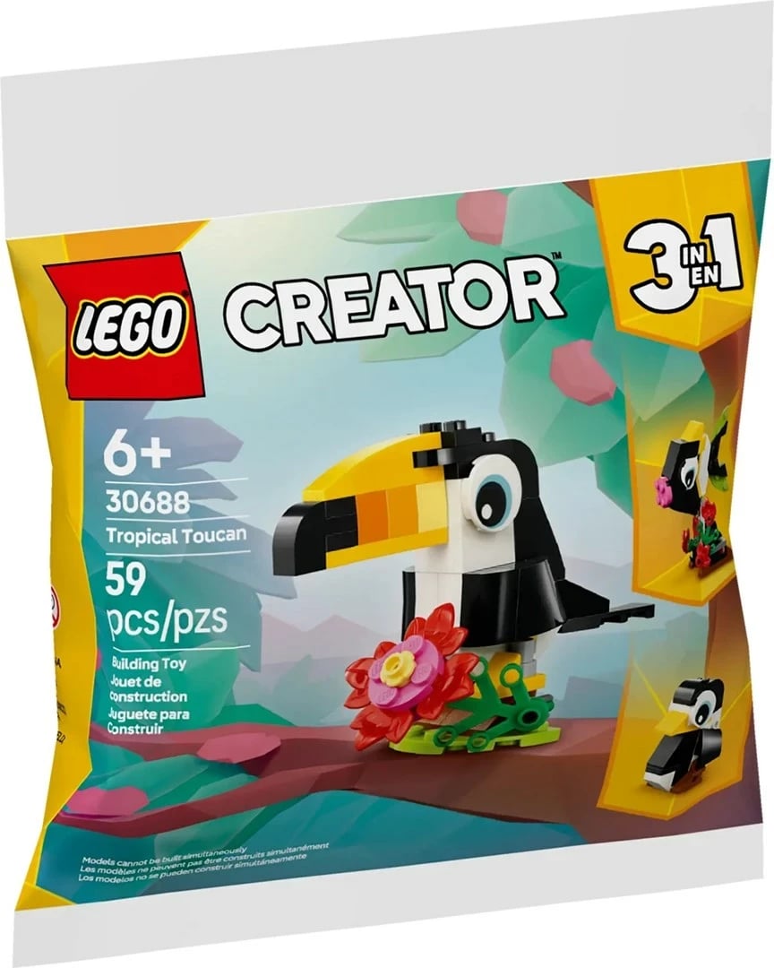 Set LEGO Creator 3 in 1, 30688 Tropical Toucan, 59 pjesë