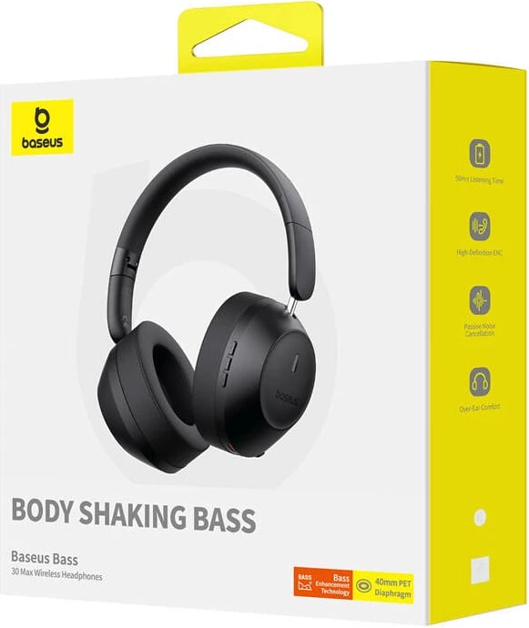 Kufje wireless Baseus Bass 30 Max, over-ear, ANC, Bluetooth 5.3, e zezë