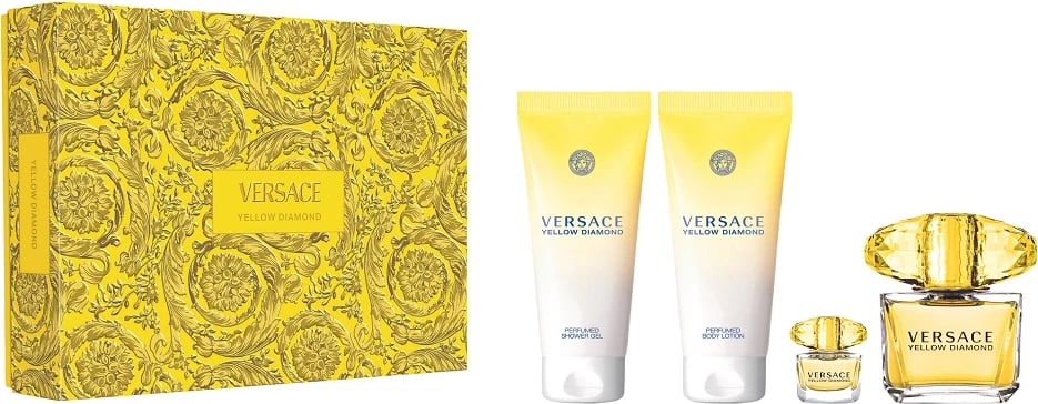 Set Eau de Toilette për femra Versace Yellow Diamond, 90ml + 5ml + 100ml + 100ml